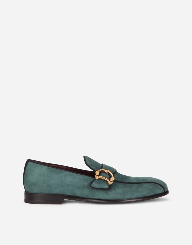 Suede loafers with baroque DG logo - 1