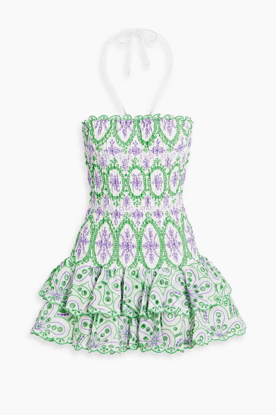 Megan ruffled broderie anglaise cotton-blend mini dress - 1