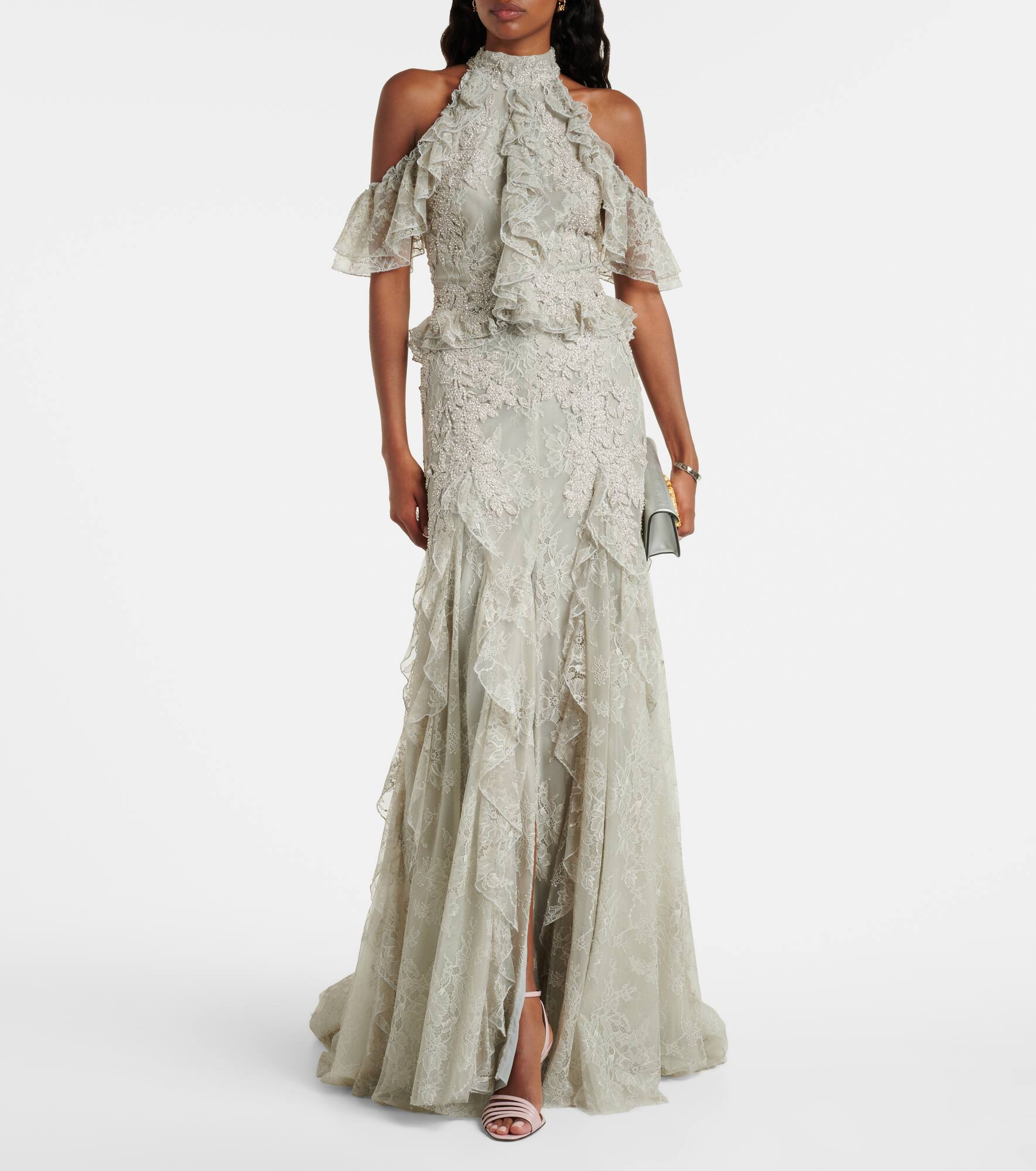 Rhodine embellished halterneck lace gown - 2