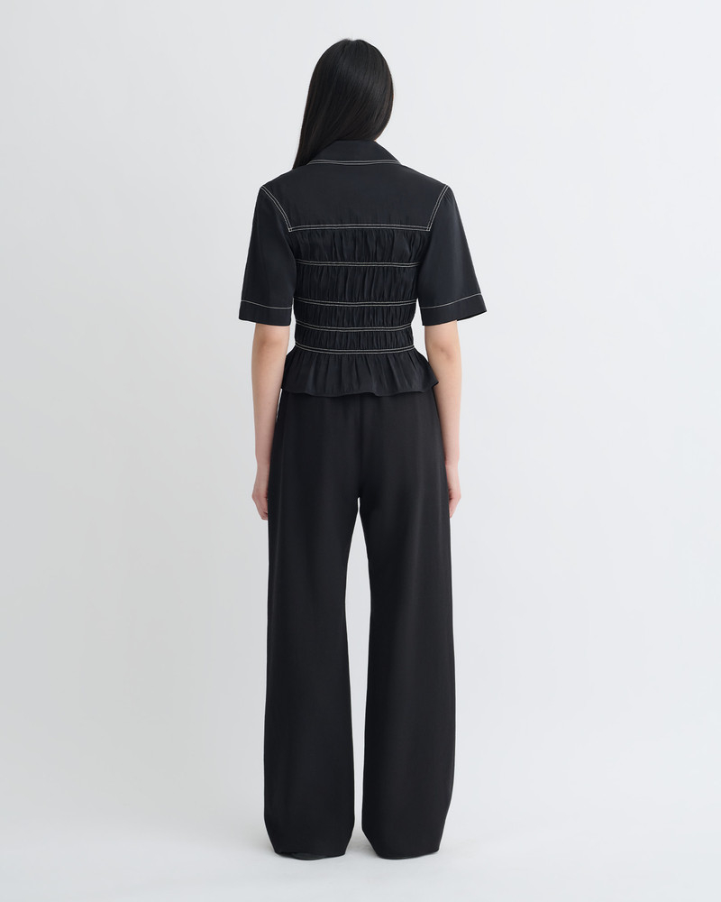 Nanushka Smocked Glass Poplin Shirt outlook
