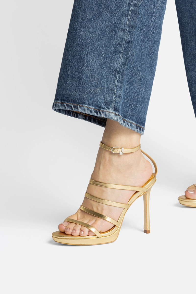 Larroudé Sasha Platform Sandal In Gold Metallic Leather outlook