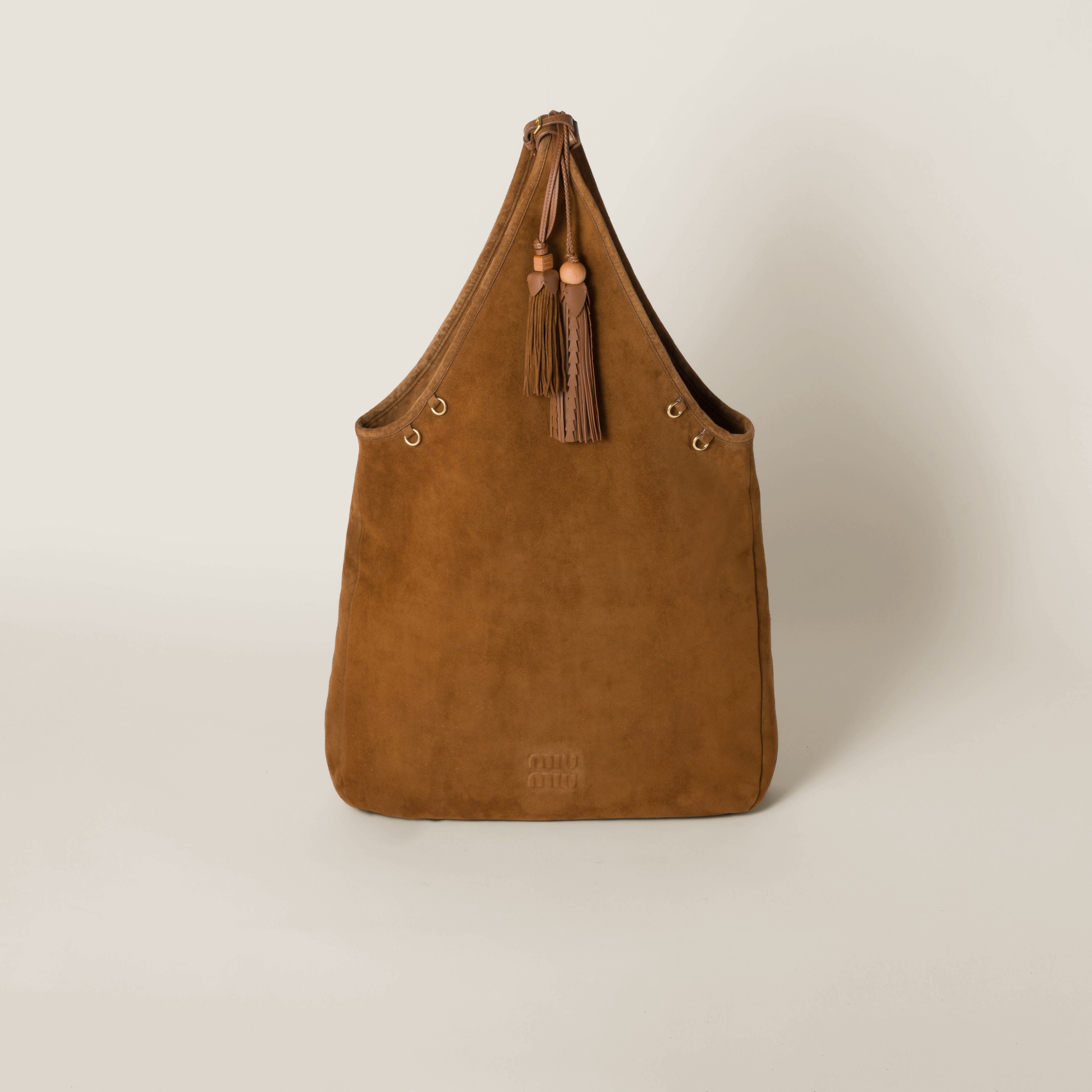 Suede handbag with tassels - 1