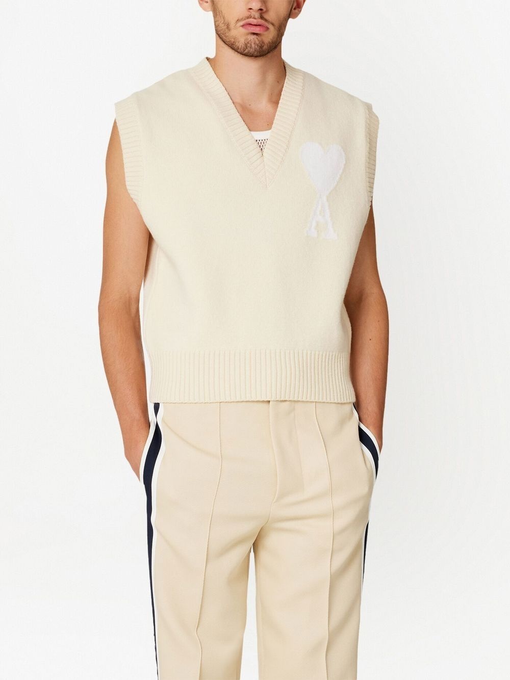 logo-intarsia knit vest - 4