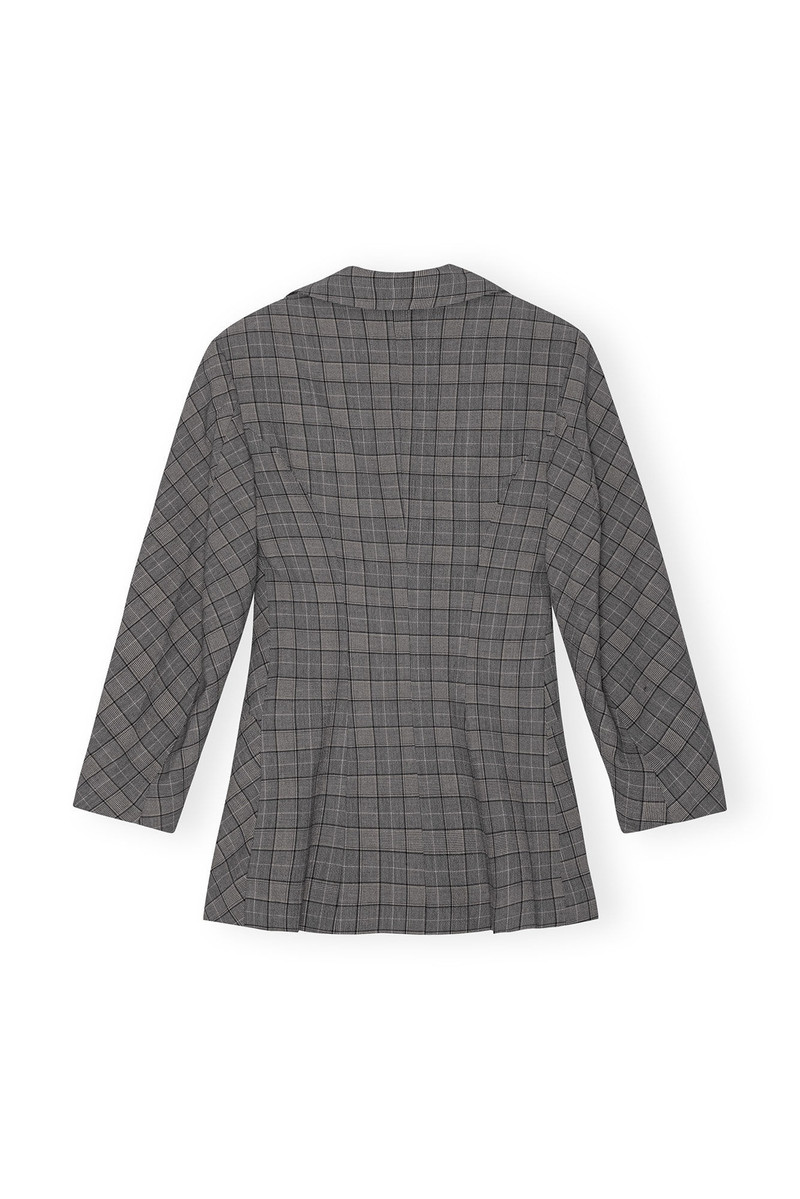 GANNI GREY CHECKERED FITTED BLAZER outlook