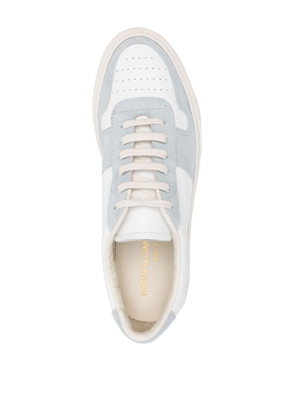 panelled leather sneakers - 4