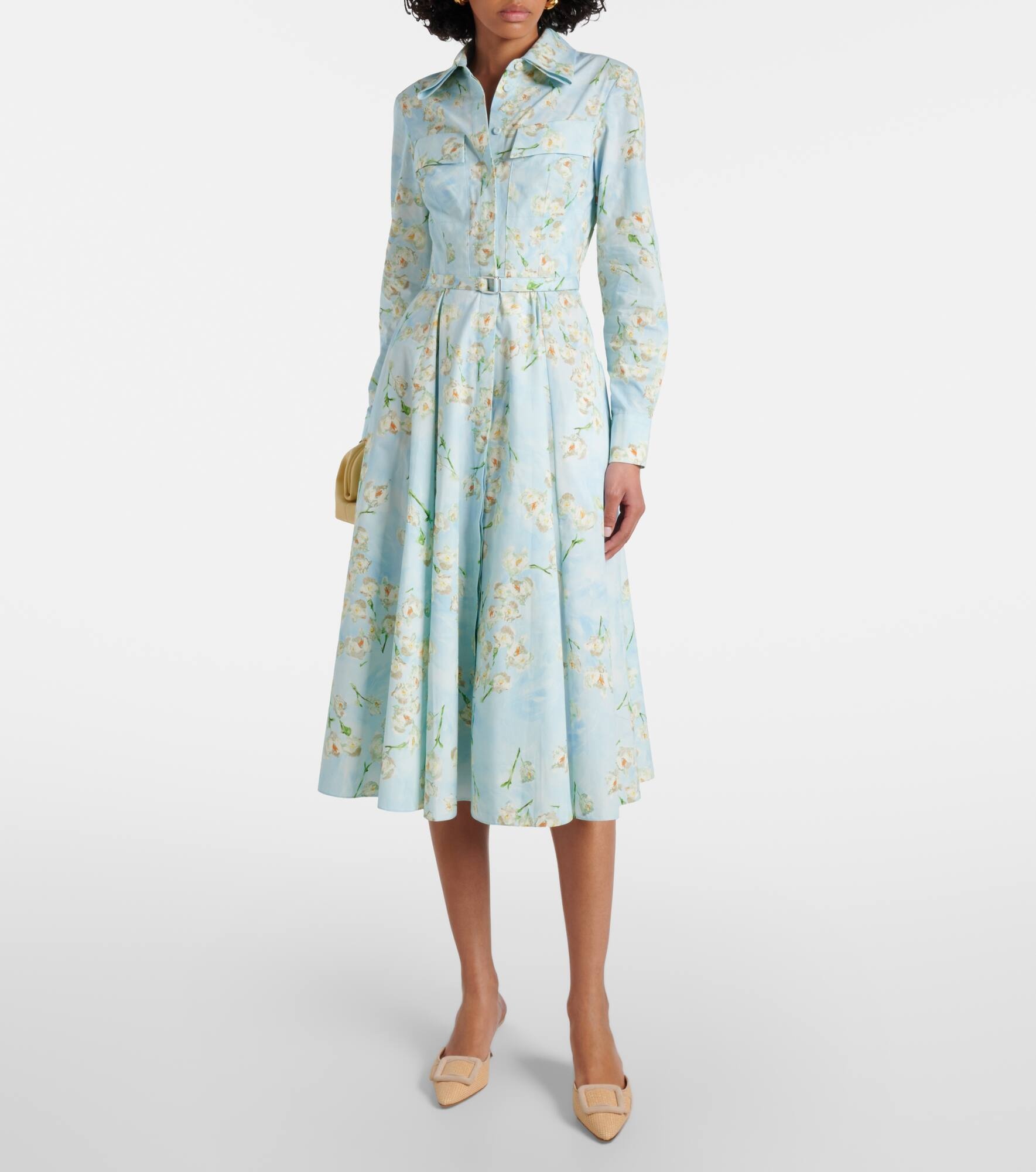 Floral cotton poplin shirt dress - 2