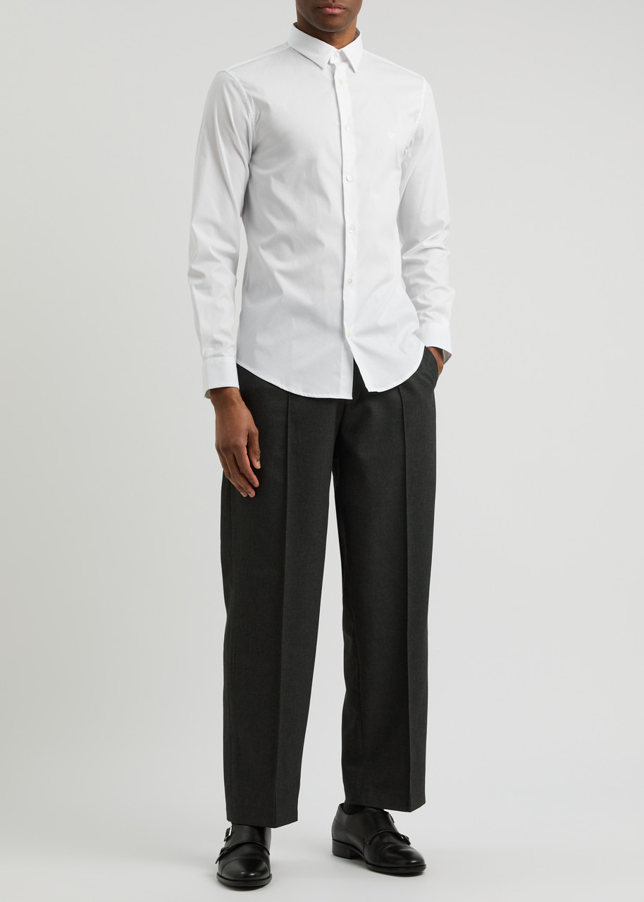 Emporio Armani Logo-embroidered Cotton-blend Shirt - 4