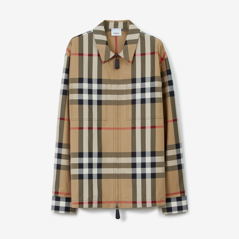 Exaggerated Check Cotton Oversized Shirt 1