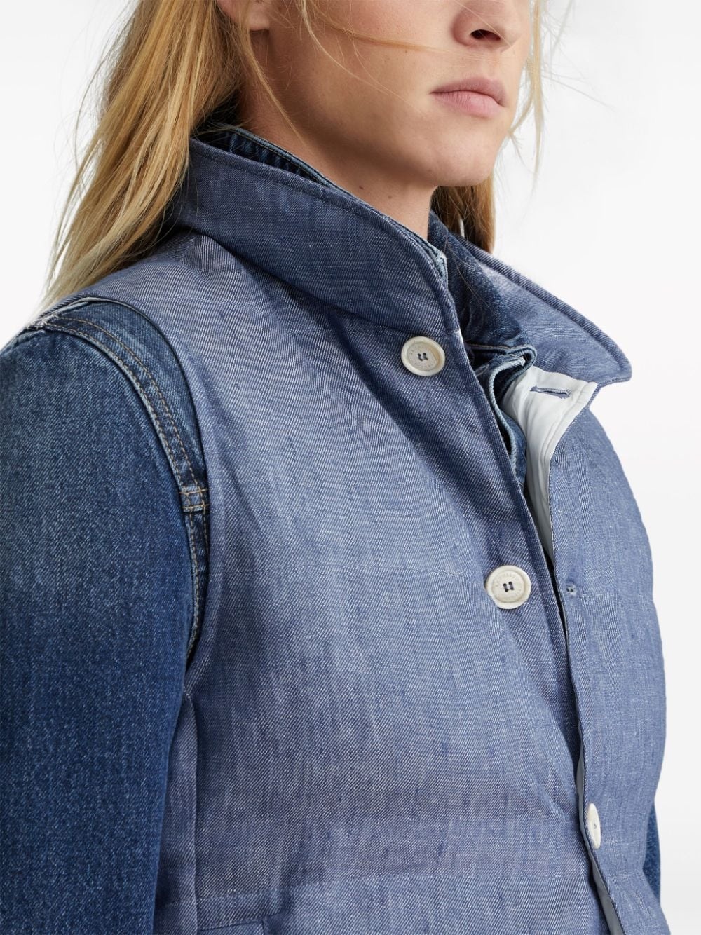 padded linen gilet - 5