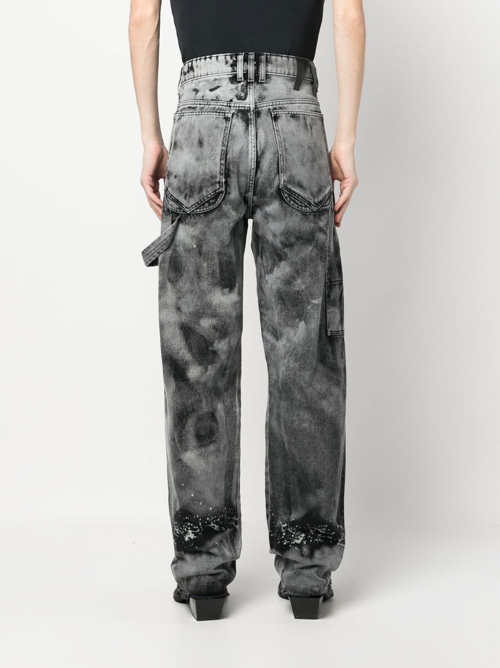 bleached-effect high-waisted jeans - 4