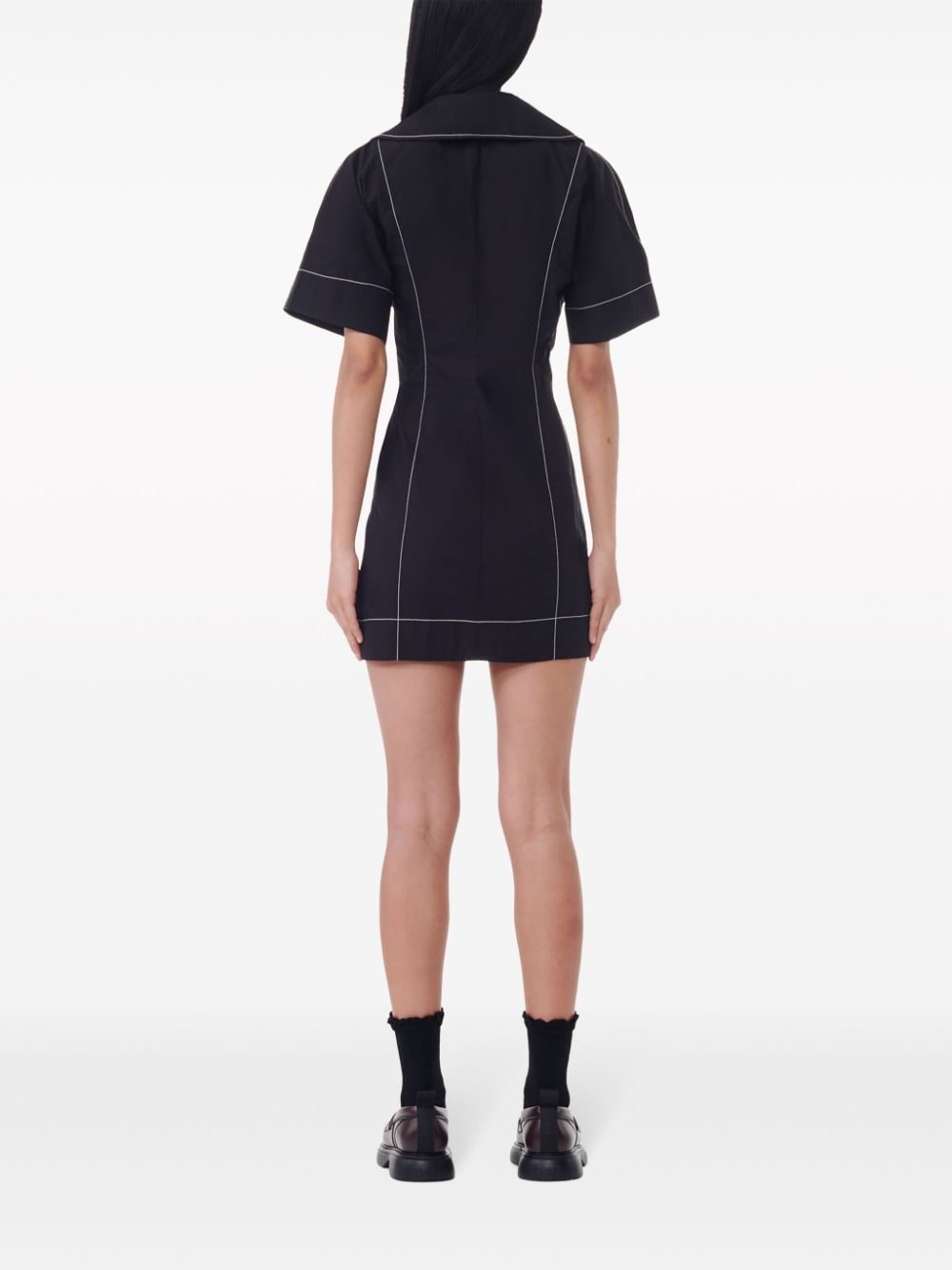 contrast-stitch mini dress - 4