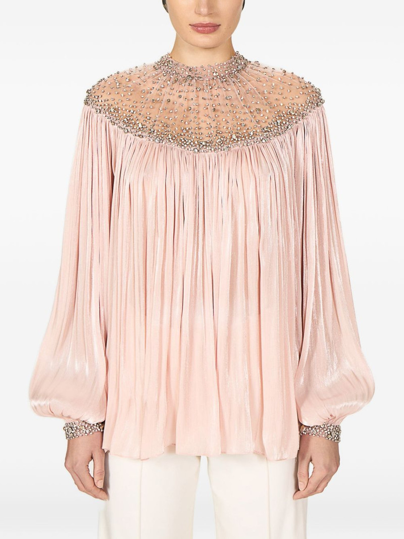 Timea crystal-embellished balloon-sleeve blouse 4