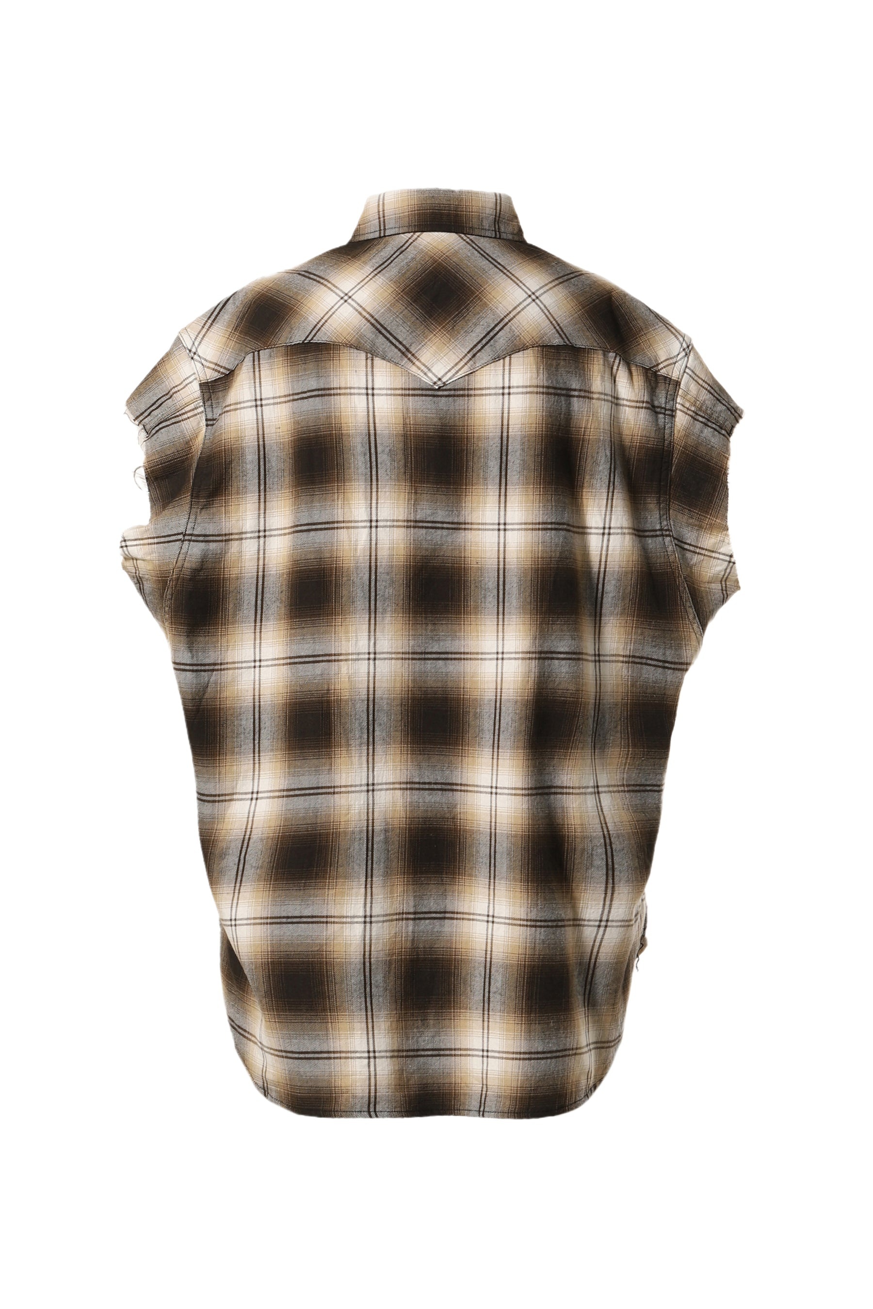 CUT OFF SLEEVE WESTERN SHIRT. / BRW - 2