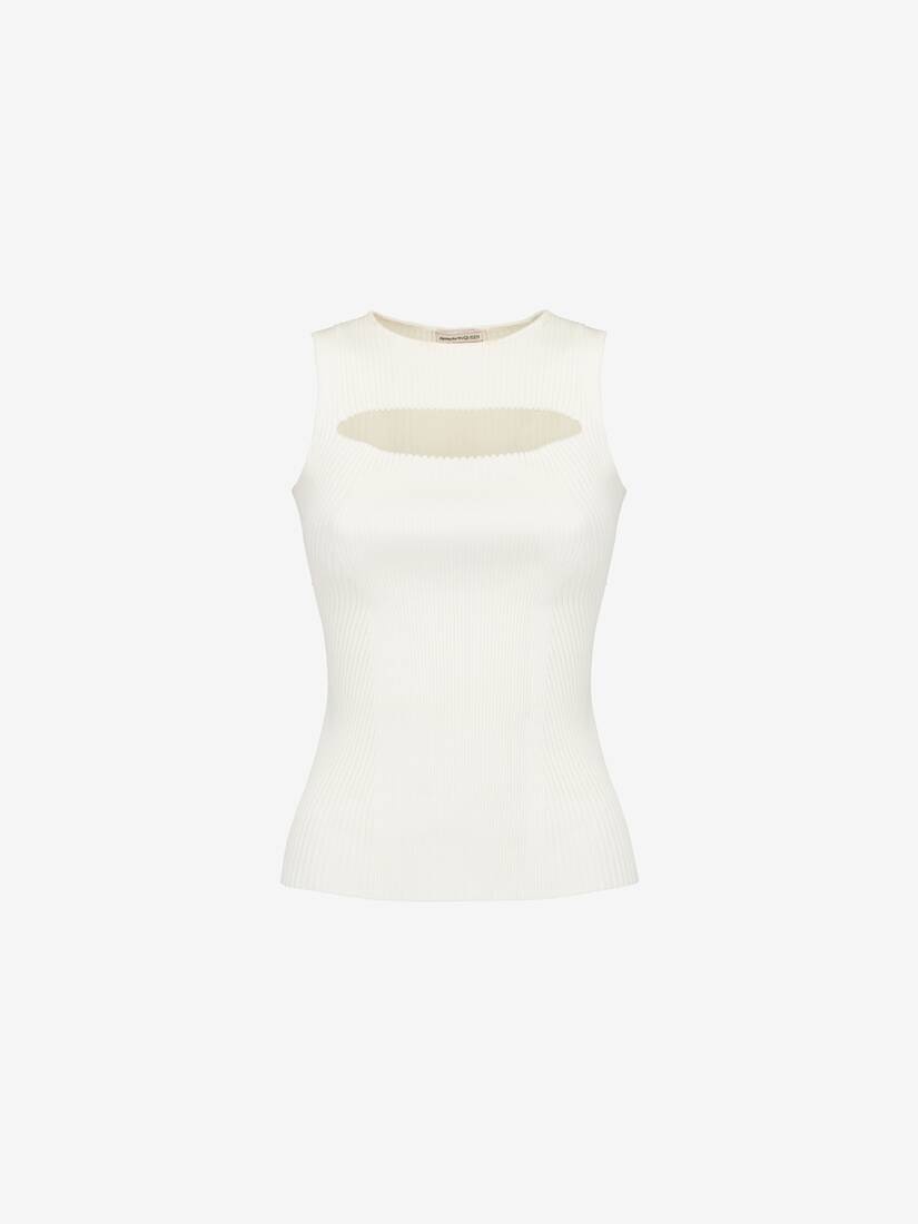 Women's Slashed Knit Top in Ivory - 2