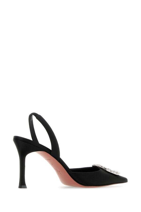 Black satin Camelia pumps - 3