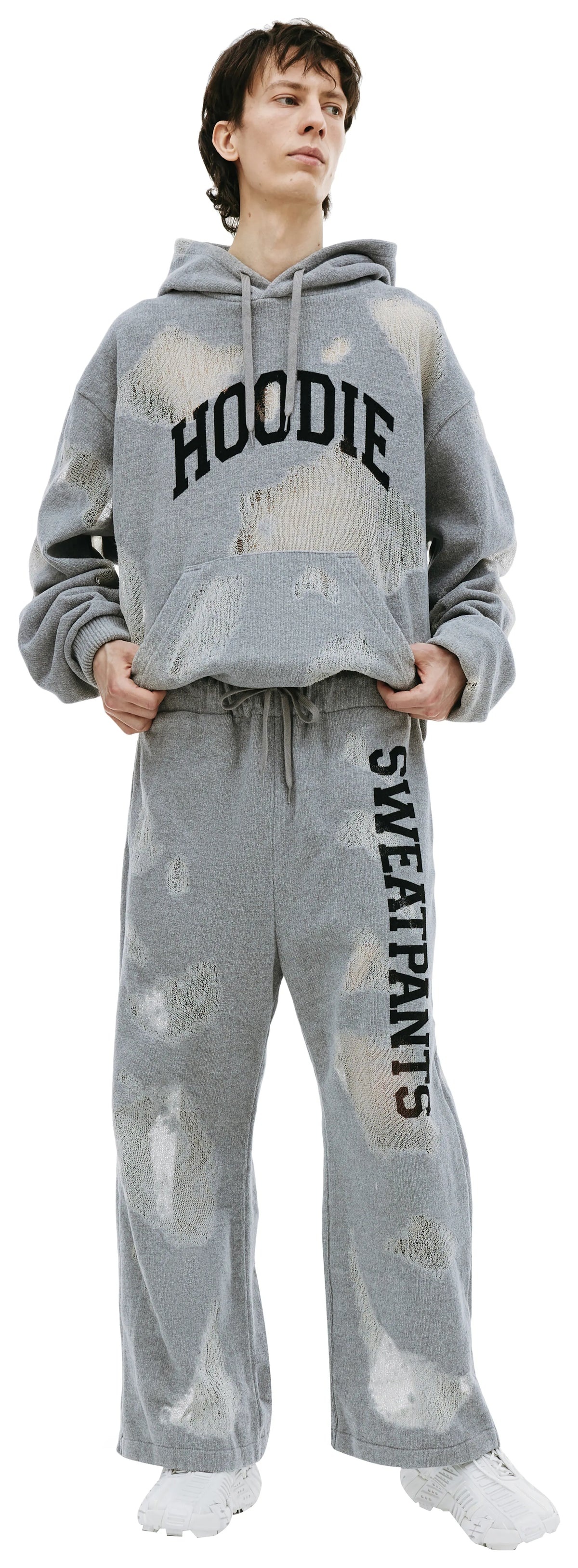 doublet RIPPED OFF SWEATPANTS (GREY) | REVERSIBLE