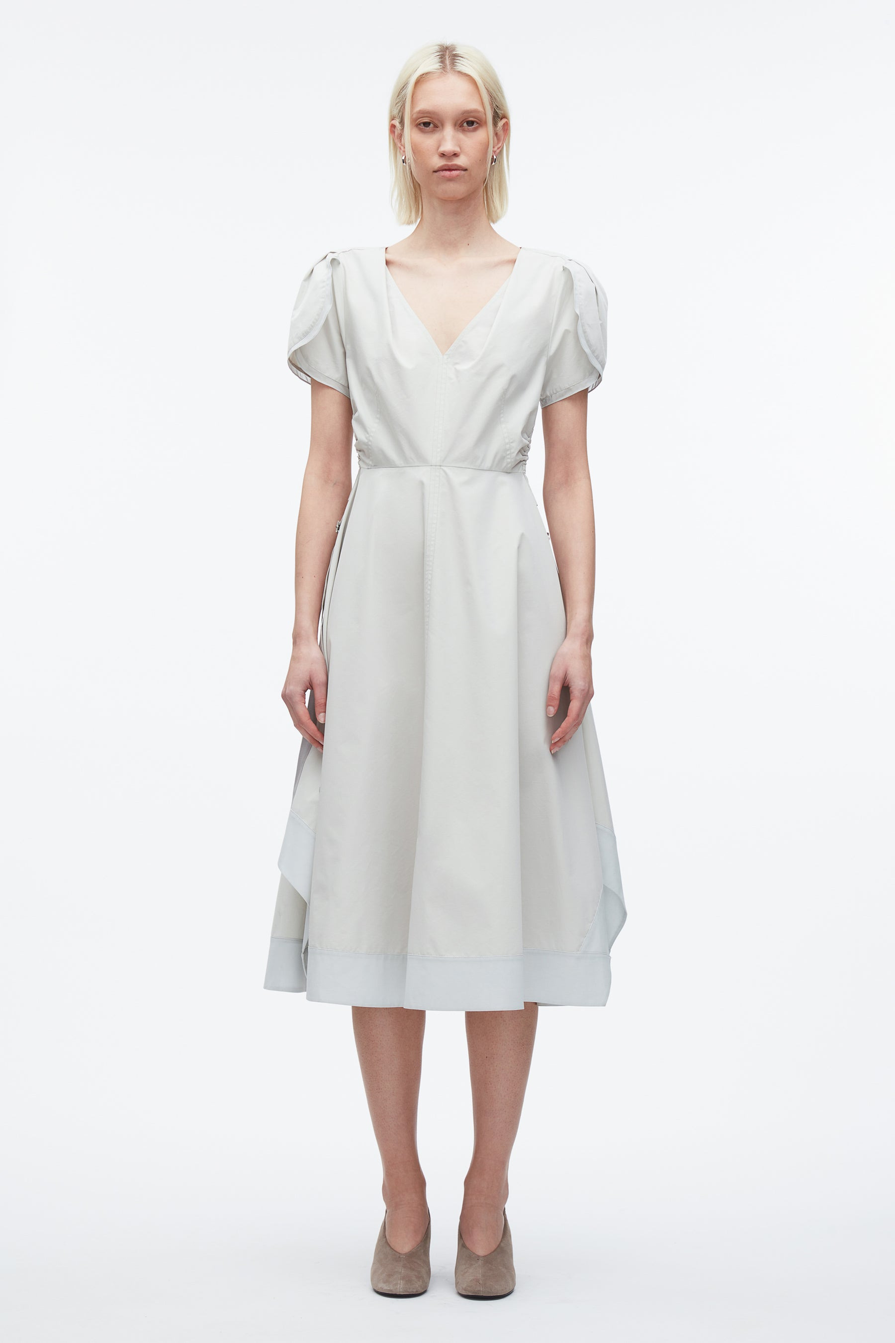 Tulip Sleeve V-Neck Dress - 2