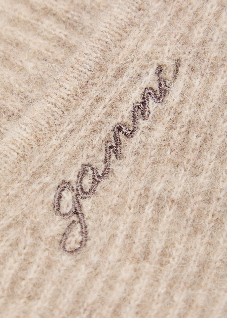 Ganni Logo-embroidered Brushed Wool-blend Balaclava - 2