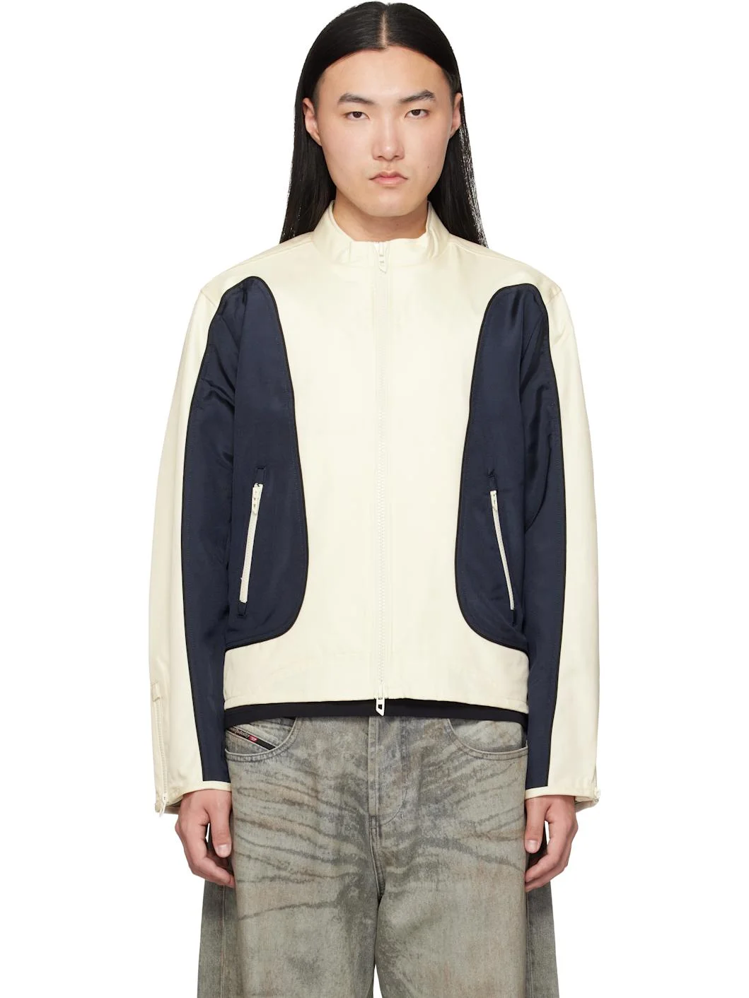 Off-White & Navy J-Blink-Wrd Jacket - 1