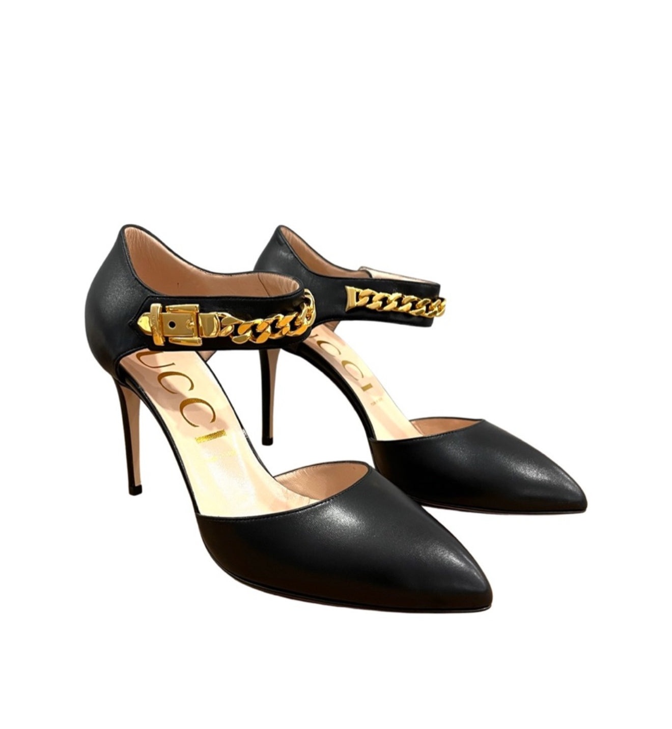 Gucci Sylvie Chain Leather Pumps - 3