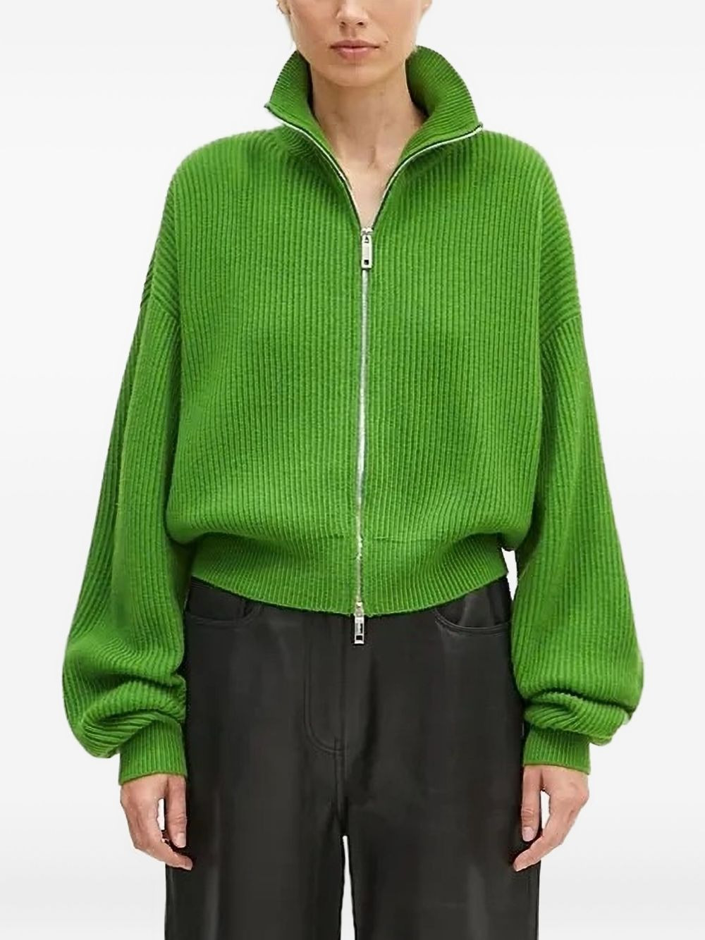drop-shoulder ribbed cardigan - 1