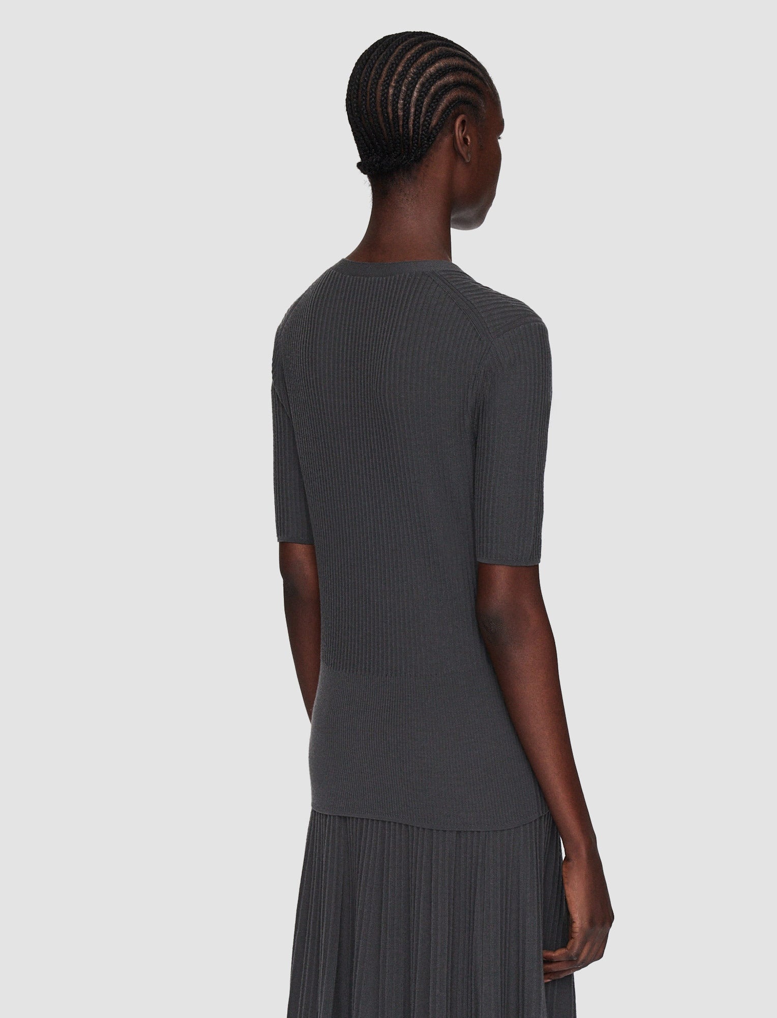 Merino Rib V Neck Top - 4