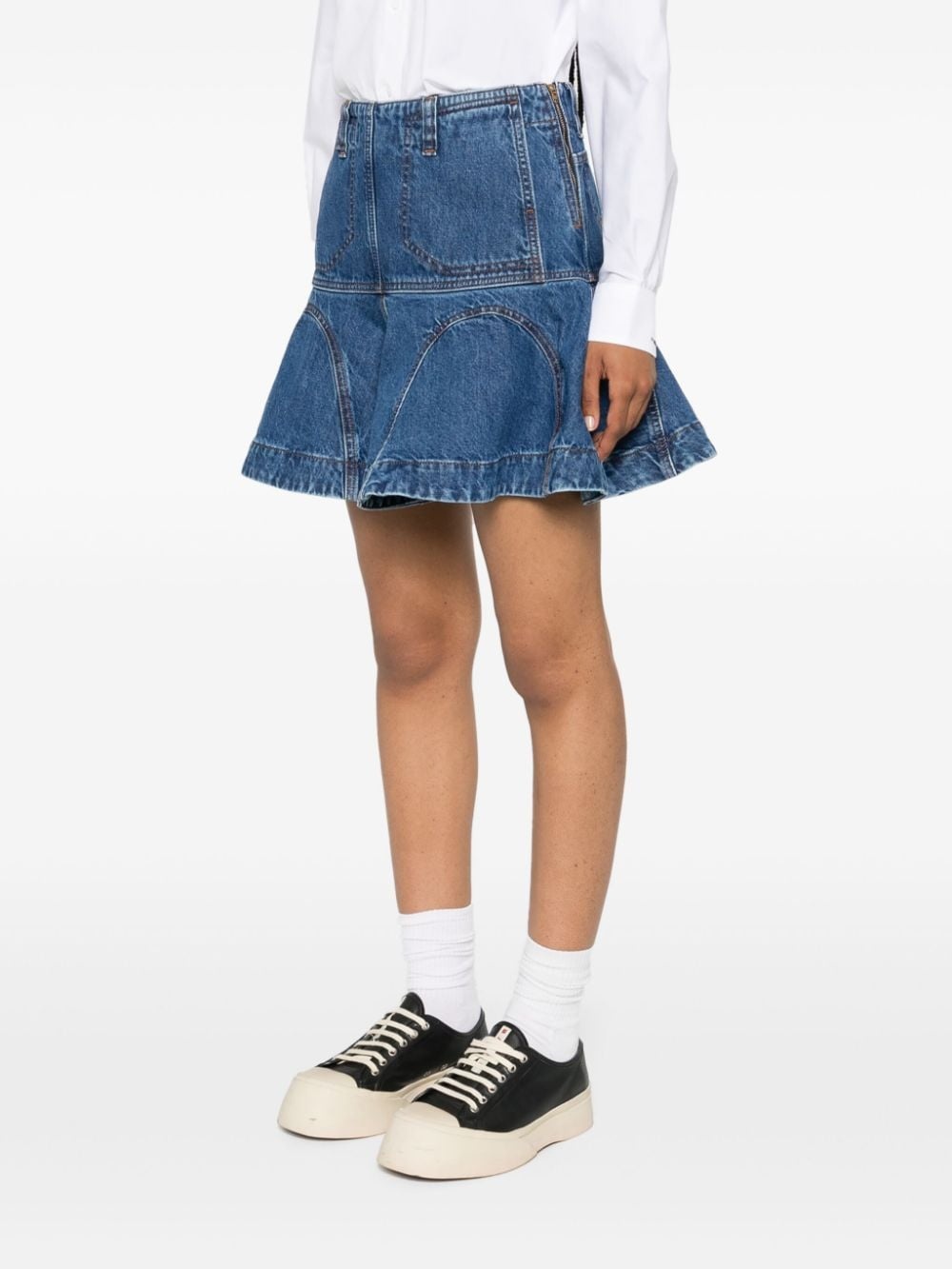 flared denim miniskirt - 3