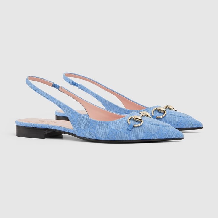 Gucci Horsebit GG Canvas Slingback Ballet Flats - 2