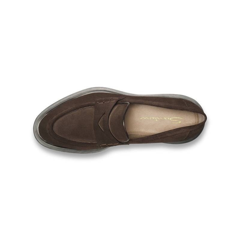Women’s dark brown suede penny loafer 4