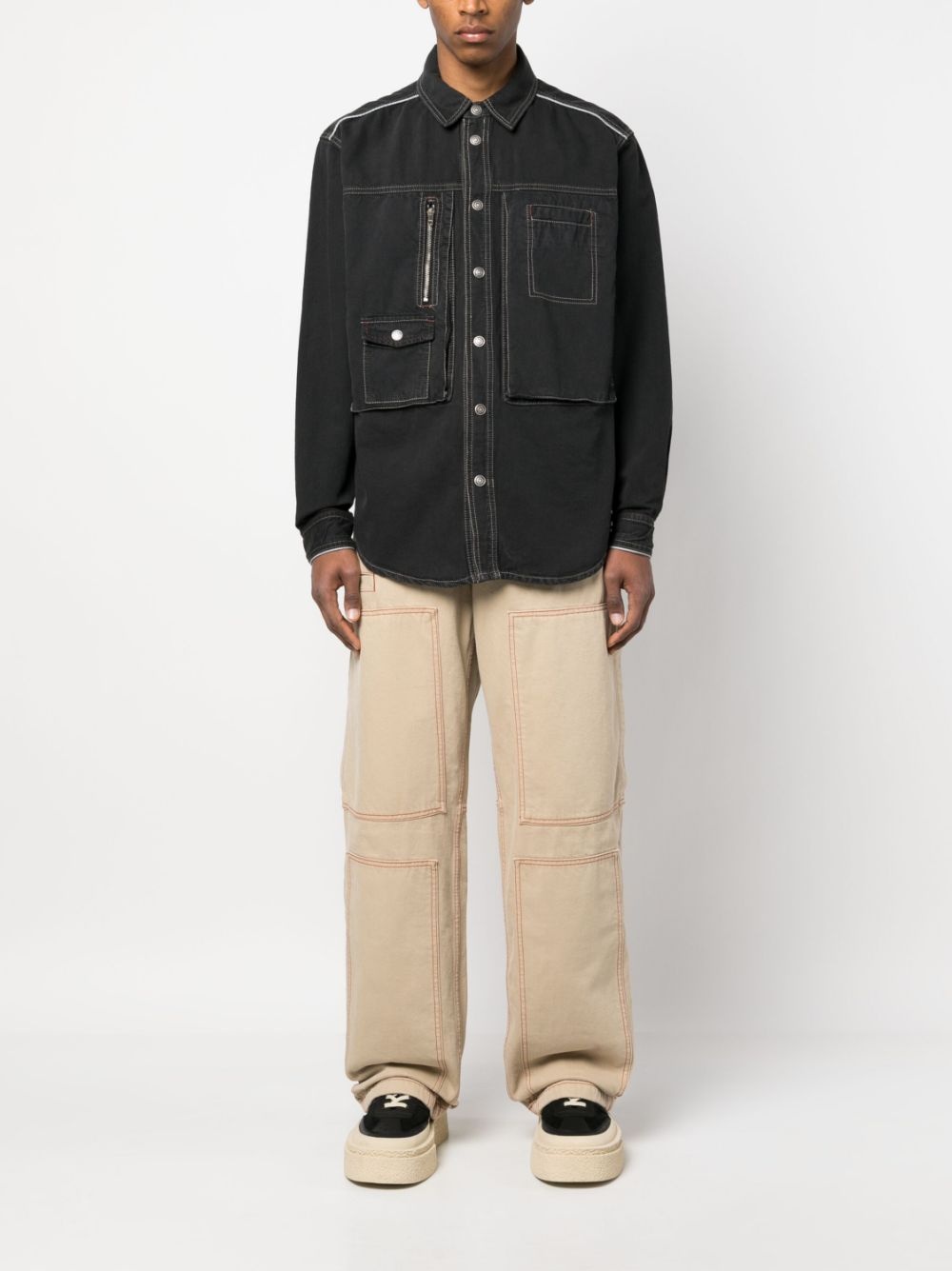 multiple-pockets shirt jacket - 2