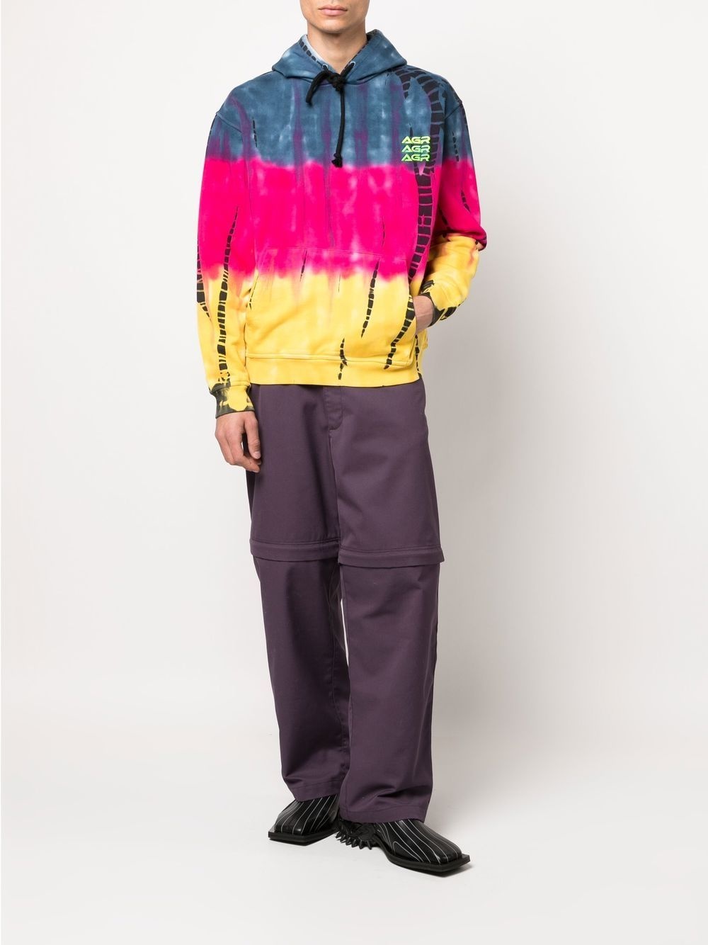 tie-dye print cotton hoodie - 2