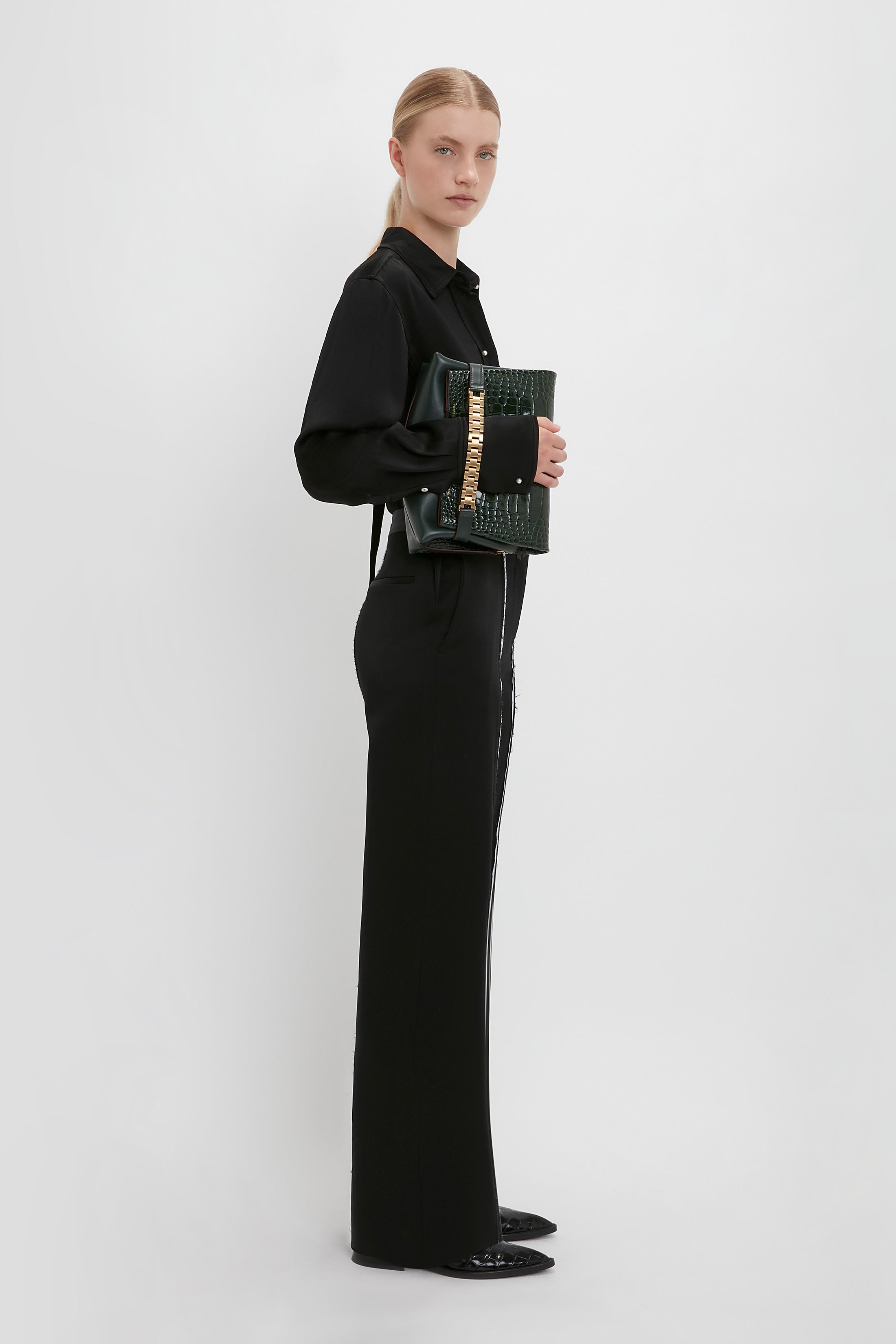 Straight Leg Deconstructed Trouser In Black - 8