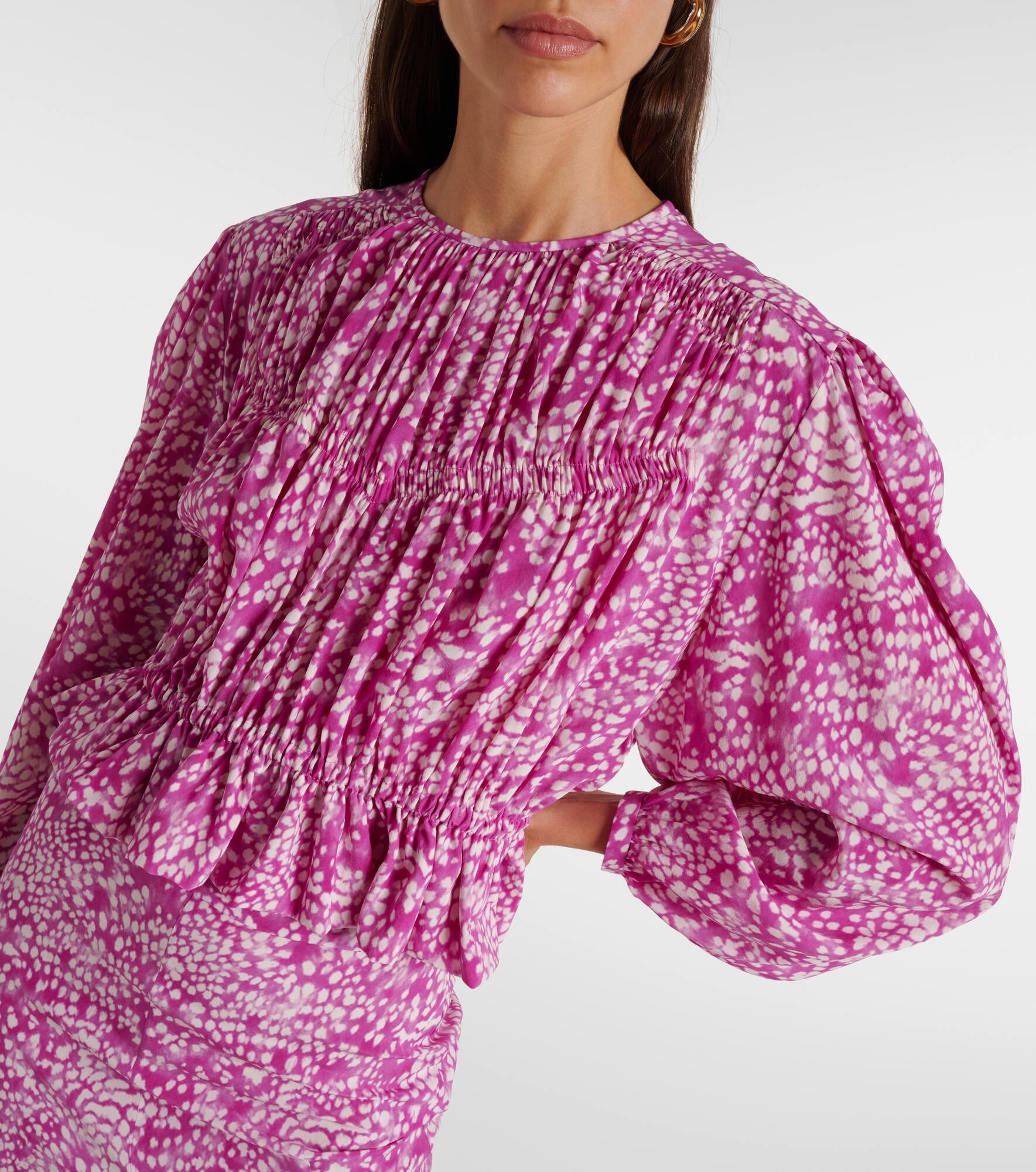 Gelina printed silk-blend top - 4