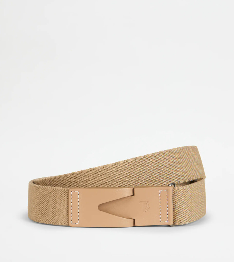 CANVAS AND LEATHER BELT - BEIGE 1
