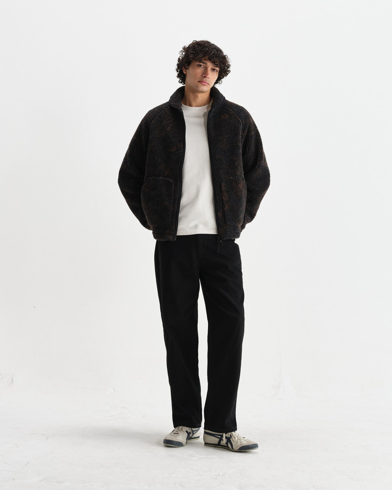 Tate - Black And Brown Paisley Jacquard Fleece Jacket 4