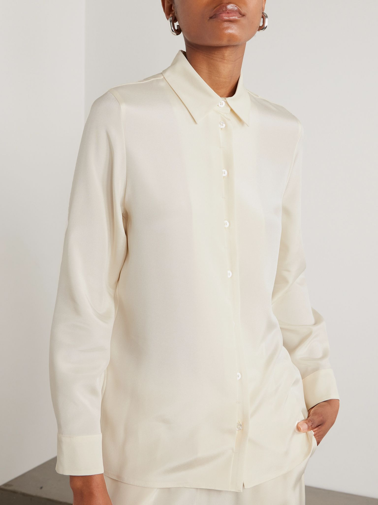 Avion silk-blend shirt Ivory - 3