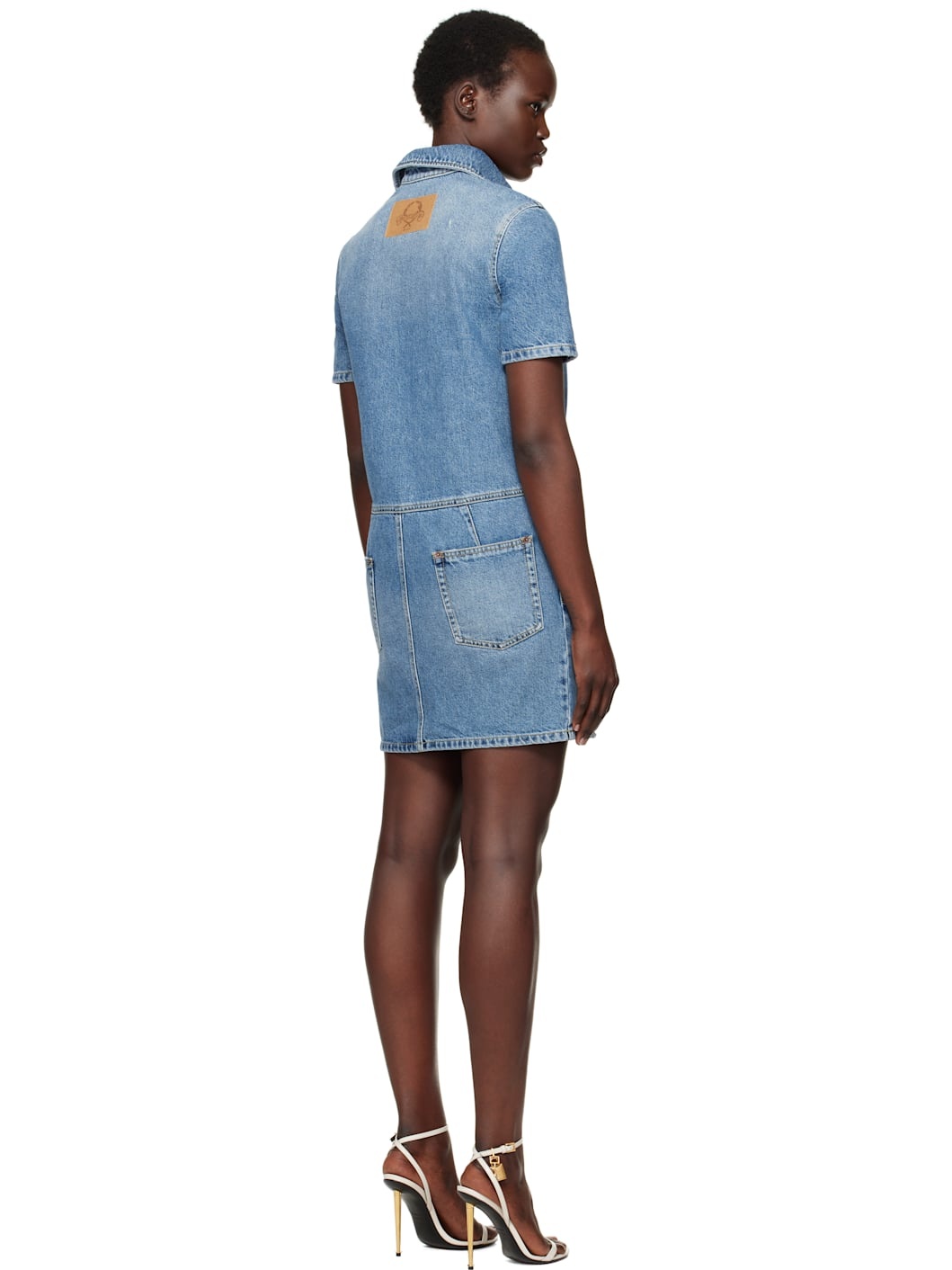 Blue Laurel Crown Emblem Denim Minidress - 3