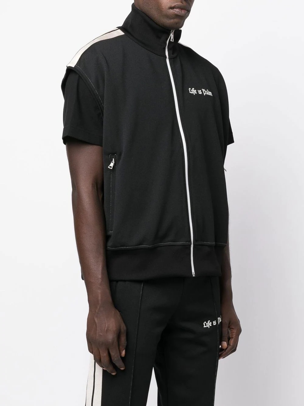 slogan-print sleeveless sport jacket - 3