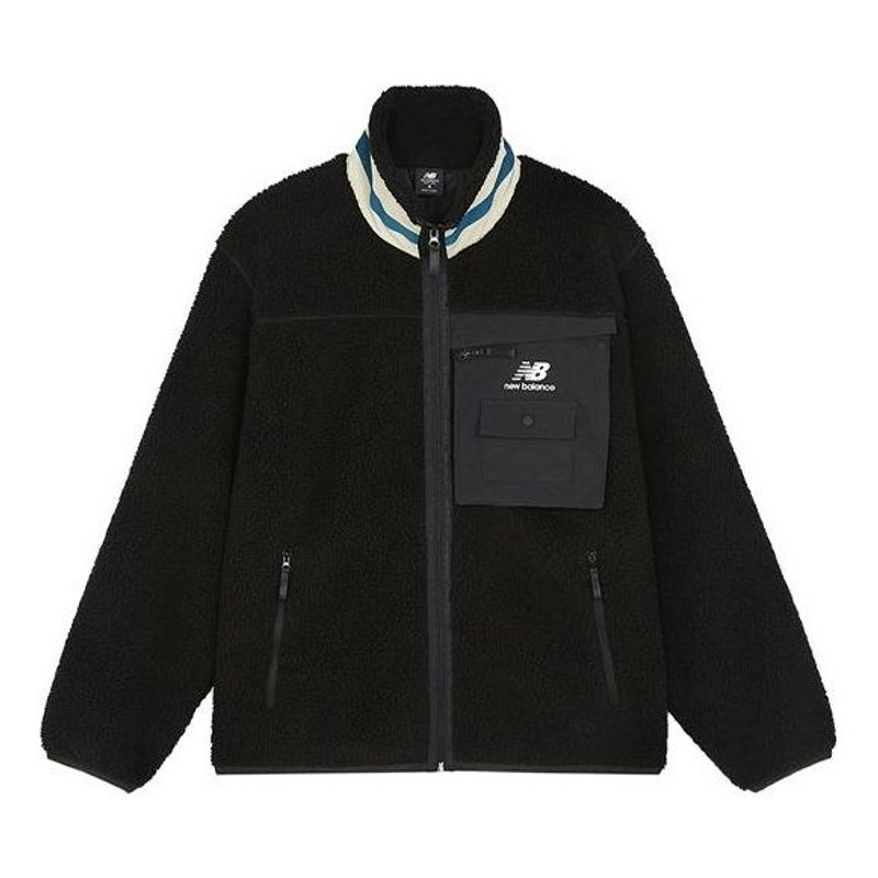 New Balance Unisex Keep Warm Stand Collar Knitting Jacket Black AMJ13393-BK - 1