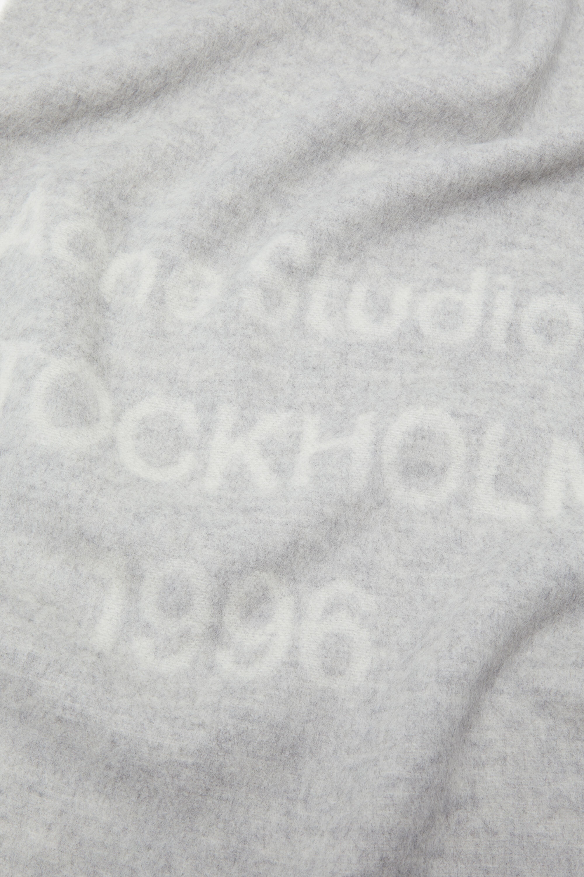 Logo wool scarf - Light Grey Melange / White - 5