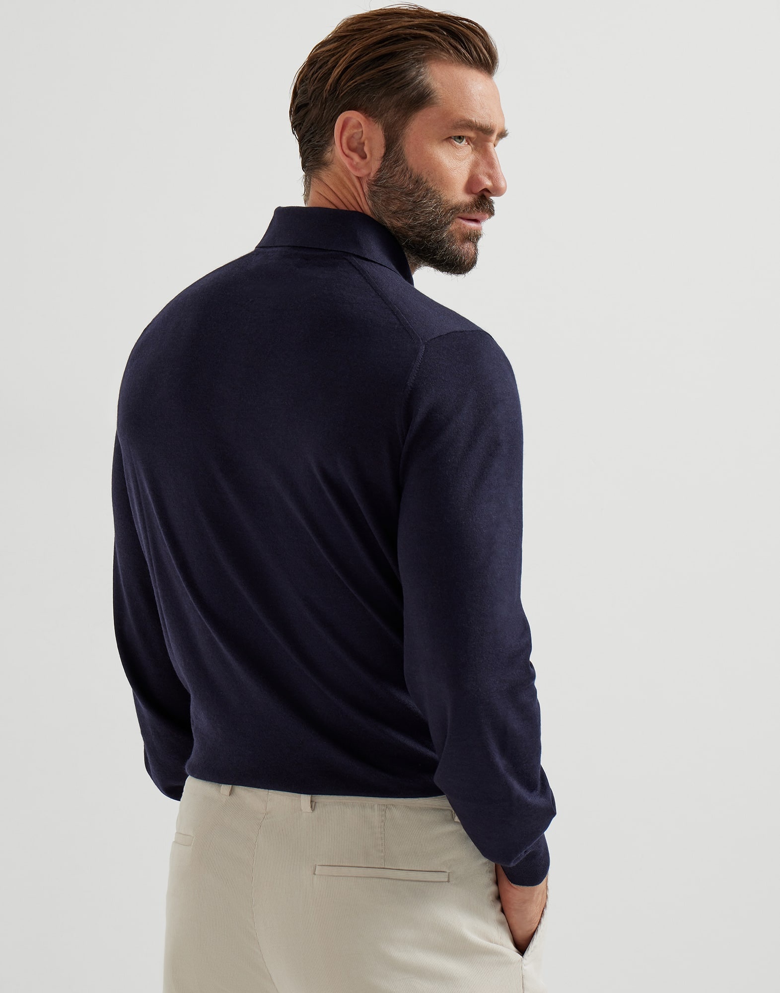 Virgin wool and cashmere lightweight knit polo shirt - 2