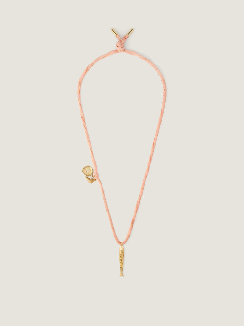 LUCKY CHARMS NECKLACE IN SILK AND METAL 1