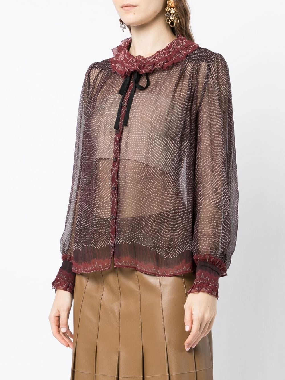 Pippa abstract-print sheer blouse - 3