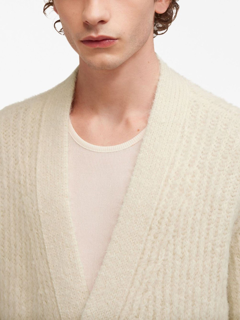V-neck rib-knit cardigan 6