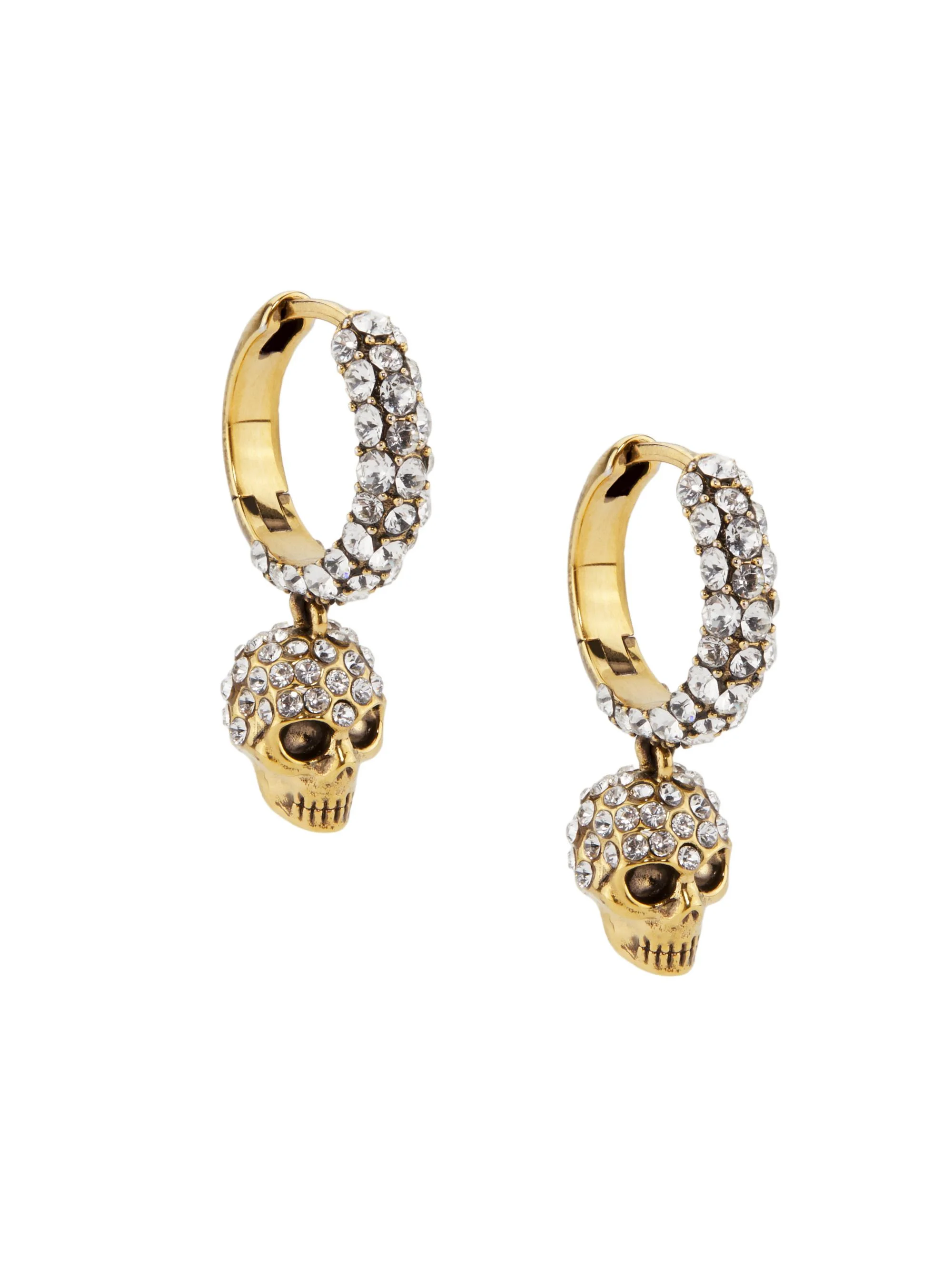 Women's Goldtone Or Silvertone & Crystal Skull Drop Earrings - Sapphire - 1