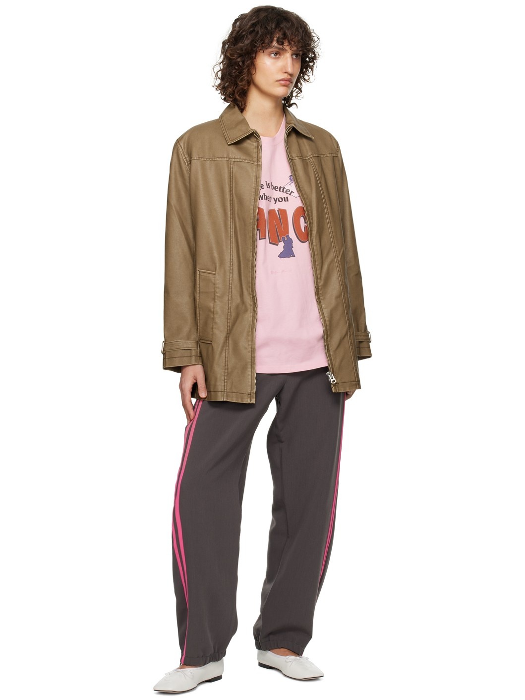 Brown Print Faux-Leather Jacket - 4