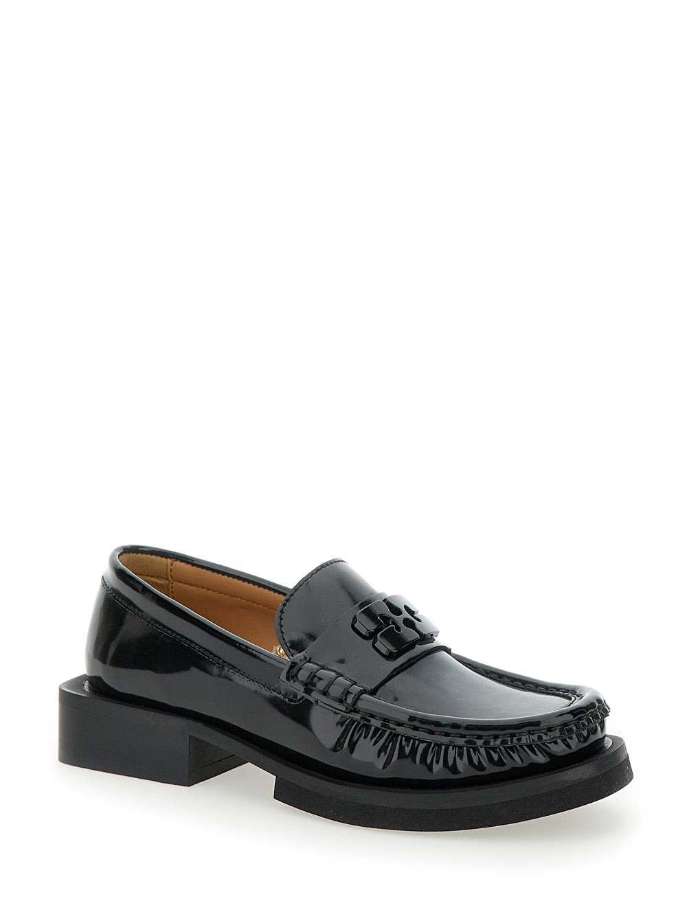Ganni Women 'Butterfly' Black Loafers With Tonal Logo In Techno Fabric Woman - 2