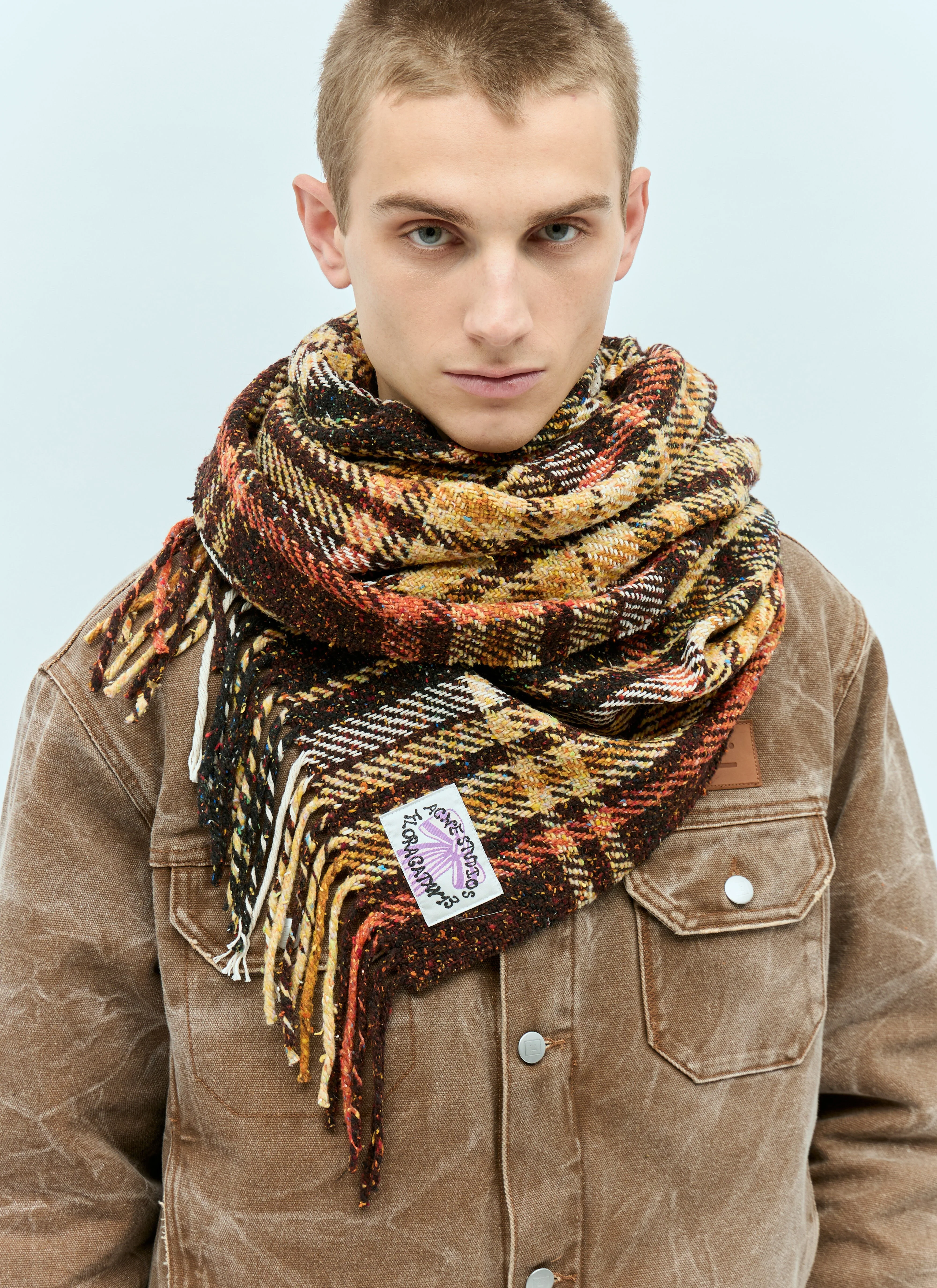 Plaid Fringe Scarf - 1