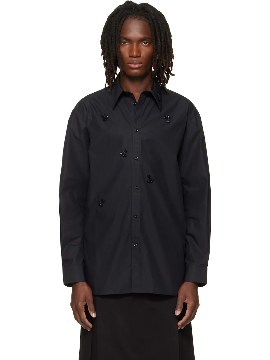 Black Turbo Beaded Easy Shirt - 1