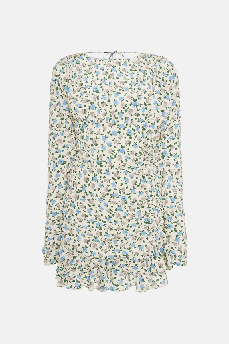OPEN BACK FLOWER PRINT SILK MINI DRESS 1